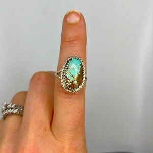 Royston turquoise sterling silver ring size 6.75 Bohemian festival ring